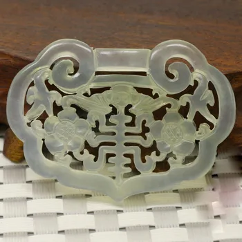 

Natural jade pendant pendant double hollow plum Fushou lock brand female baby sweater chain lock accessories accessories