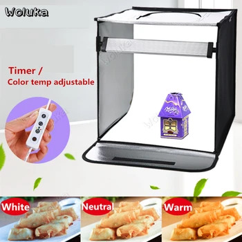 

New 40CM Photo Box 3 Colors Temp Adjustable + 2 LED Light Dimmable Lightbox for Photography Mini Studio Photo Equipment CD50 T10