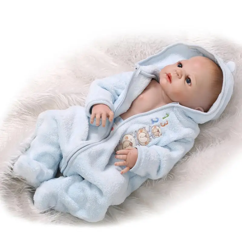 

56cm Boy reborn dolls silicone body reborn babies bear head child gift dolls toys bebe alive bonecas reborn de silicone inteiro