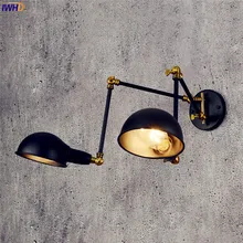 IWHD Adjustable Vintage Wall Light Fixtures 2 Heads Antique Retro Loft Industrial Swing Arm Wall Light Edison Sconce Luminaire iwhd loft style edison led wall light glass lampshade swing long arm vintage wall lamp sconce lampara pared