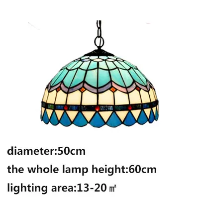 Тиффани Средиземноморский стиль подвесной светильник s lustres ночной Светильник E27 лампочка лампа пол бар кровать комната Домашний Светильник ing - Цвет корпуса: dia 50cm blue