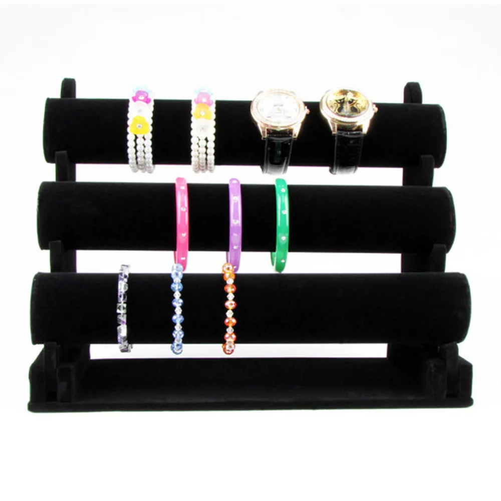 New Fashion Velvet Three layer Bangle Bracelet Display Stand Jewelry
