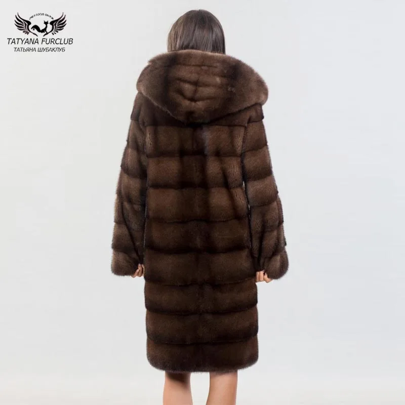 Tatyana, Новое поступление, Норковое длинное пальто, Полный Пелт, норковые меховые куртки с капюшоном, натуральная кожа, пальто, модное пальто, высокое качество