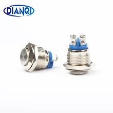 16mm metal push button waterproof nickel plated brass button switch press button reset 1NO high round momentary 16GT.F.L