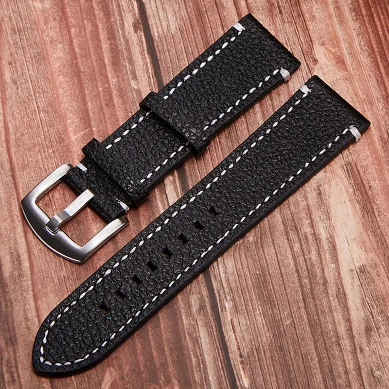 

3 Colors 22mm Double Side Genuine Leather Stainless Steel Buckle Watch Strap Band for Women Men Waistwatch Wholesale Drop Ship