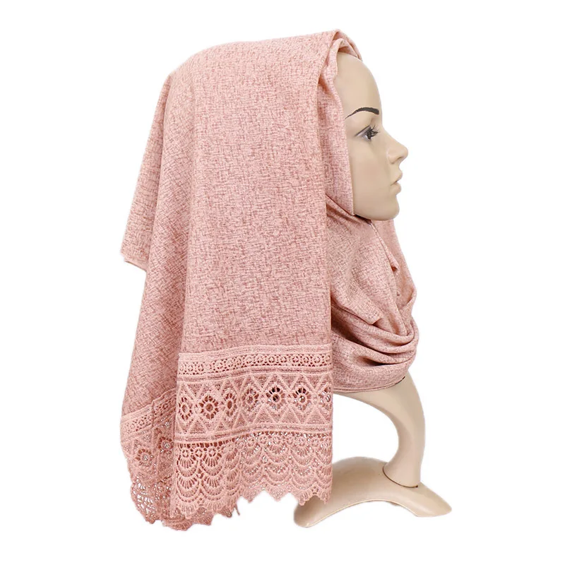 

Women Fashion Plain Lace Floral Patchwork Viscose Scarf Lady Shawls and Wraps Pashmina Female Bandanas Foulard Hijabs 200*80Cm
