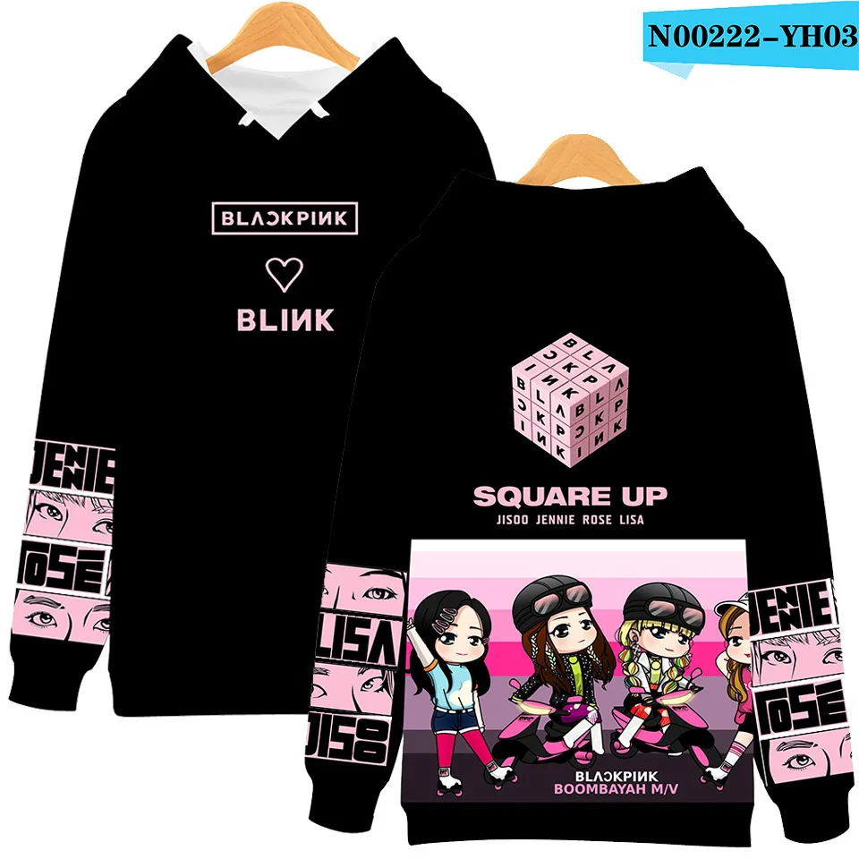 KPOP Girl Group 3D Print Blackpink Hoodies Sweatshirts Women Long Sleeve Black Pink Hooded Blackpink Pullovers Clothes Coat