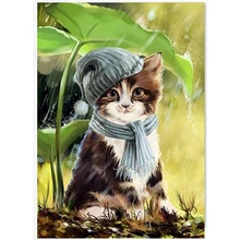 Кошка Животное DIY Кристалл 5D полный пластик на заказ алмазная живопись вышивка клей вышивка крестиком комплект искусство 3D Мозаика квадратный горный хрусталь