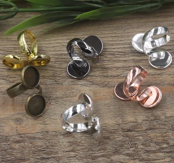 

10pcs 10mm&12mm pad dounble ring base setting for diy glass bubble jewelry accessories color&size option