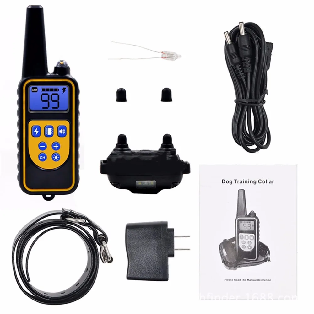 

New Remote Control Dogs Training Collars Rechargeable 880M No Electric Shock Blue Screen Trainer Bark Stop Pet Products Supplies