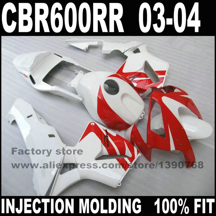 

Motorcycle injection fairings kit for Honda CBR600RR 03 04 CBR 600 CBR600 RR 2003 2004 red white motorcycle fairing body parts