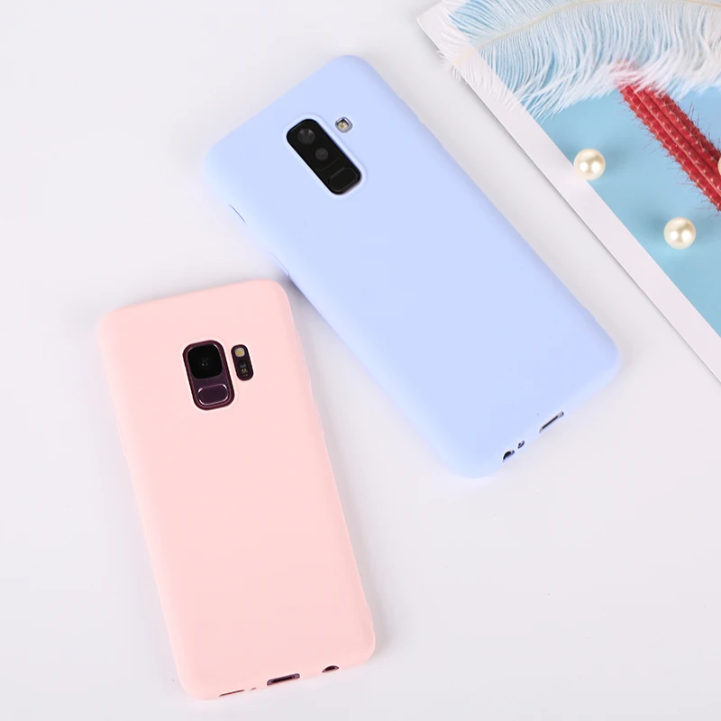 Чехлы для Samsung Galaxy A7 J4 J6 плюс J8 A6 A8 S9 S8 Plus Note 9 8 A3 A5 A7 J3 J5 J7 S7 мягкая Macaron Цвет крышка