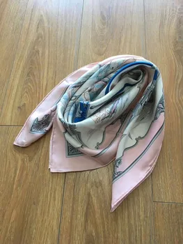

2019 new arrival fashion elegant brand boat pattern 100% silk scarf 90*90 cm square shawl twill wrap for women free shipping
