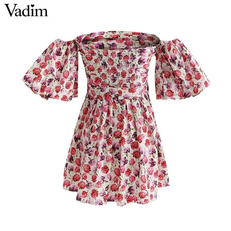 Vadim женское мини-платье с цветочным принтом, с поясом-бабочкой, с вырезом лодочкой, с коротким рукавом, женские летние платья трапециевидной формы, vestidos QC209