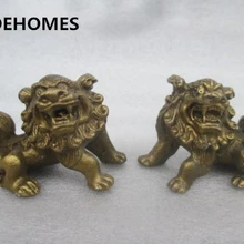 Moehome китайская редкая скульптура медная kirin a фэн-шуй фу Львиная собака статуи металлическая ручная работа