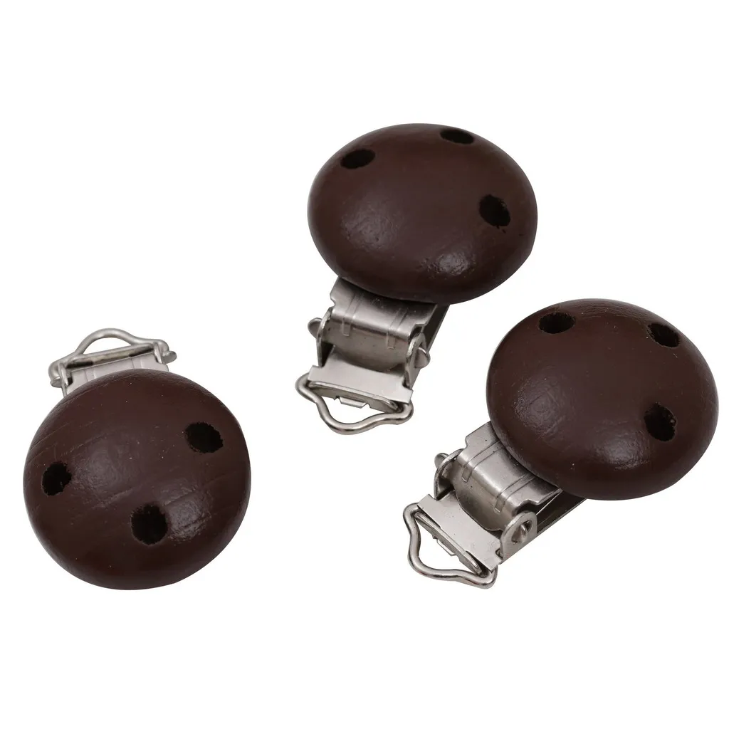 10 Pieces Baby Infant Toddler Newborn Pacifier Clips Wood Metal Holders Cute Infant Soother Clasp Feeding Supplies Bibs Burp Acc