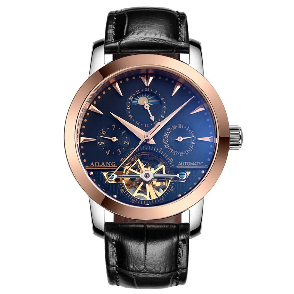 

Leisure Automatic Mechanical Genuine Leather Waterproof Watch with Rome Digital Business for Various Occasions AILANG 2606-PD(G)