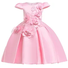 2019 NEW Beading flower girls dress kids elegent bow tutu Dress for baby princess party clothes children custumes girls clothing 5293 bohemia beading tutu princess kid dresses for baby girls winter children clothes wholesale baby kids boutique clothing lots
