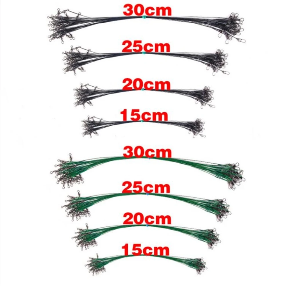 10 шт./лот рыболовная леска с защитой от укусов, поводок, приманка, рыболовный крючок, леска, проволока, лидер, поворотные Вертлюги Из Нержавеющей Стали, 2 цвета