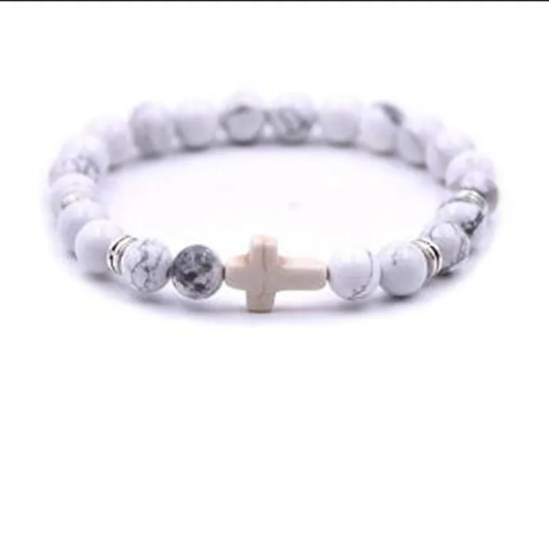 

2 pcs The 2019 nature lava rock energy yoga rock chain health accessory 15 grams bead chain cross christ lucky hand chain brace