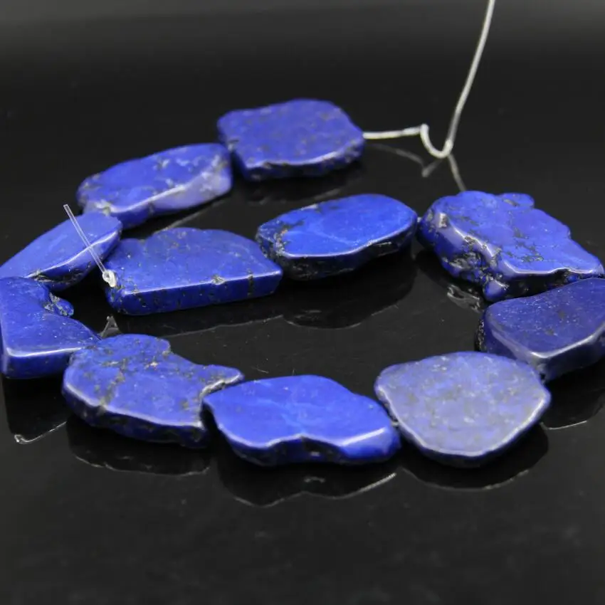 

3Strand/lot of Lapis Blue Color Raw Howlite Magnesite Slice Slab Beads,Natural Turquoises Slice Nugget Pendant Necklace Jewelry