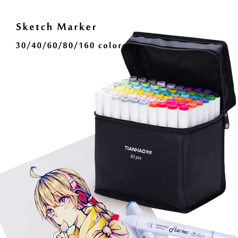 

clothing 30 40 60 80 168 Colors Marker Set Sketch Markers Brush Pen Dual Head Art Markers Set For Draw Manga Animation Design