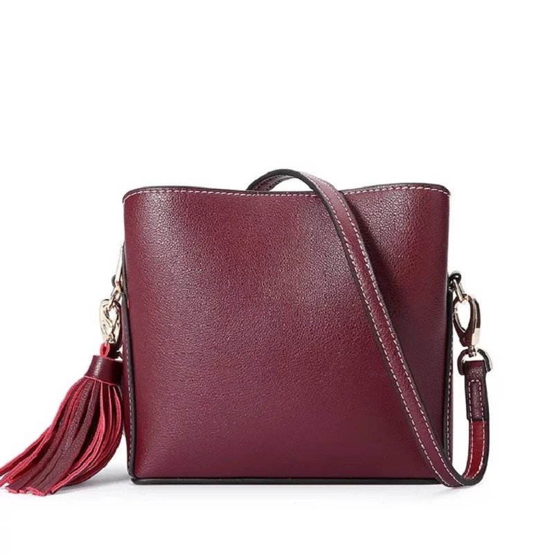 

Black bag new pure color small black bag cowhide fashion trend all-in-one women's bag single-shoulder straddle women's bag