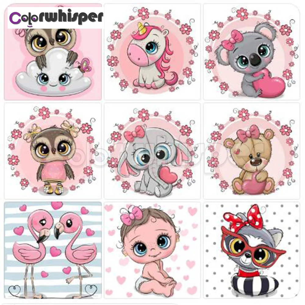 

Diamond Painting Full Square/Round Drill Cartoon Unicorn Cat Bear Elephant Daimond Painting Picture Cross Stitch Mosaic XP163