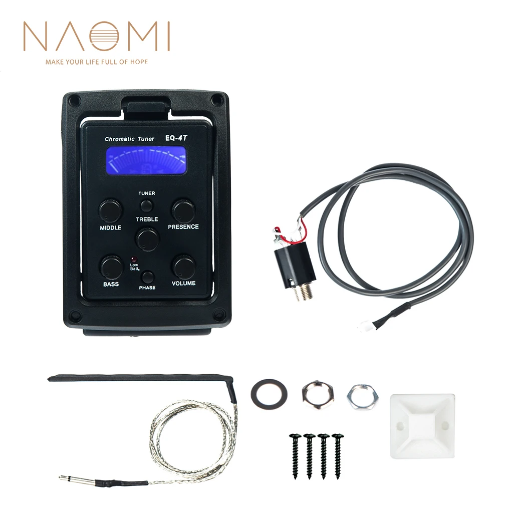 

NAOMI EQ-4T 4 Band Pickup EQ Preamp with Tuner For Acoustic Guitar