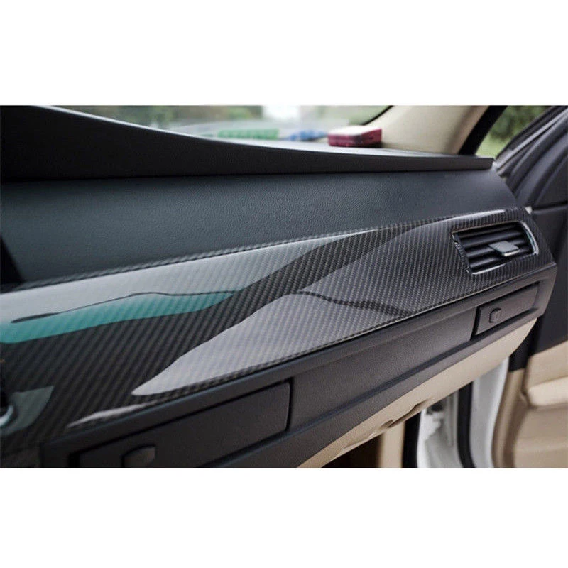 

1pc Car Sticker 30*152cm 5D Ultra Gloss Glossy Black Carbon Fiber Wrap Sticker Decal+Scraper PV protection accessories for cars