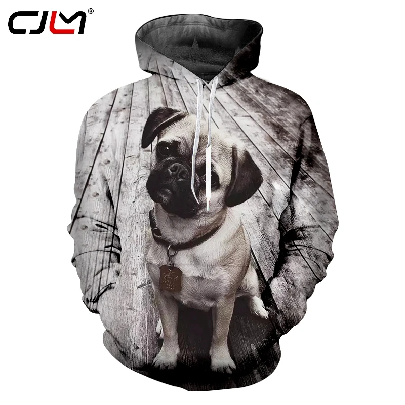 

CJLM Man Large Size Cheapest Animal Hoodies 3D Full Printed Gray Dog Men's Loose Spandex Pullover Direct Selling