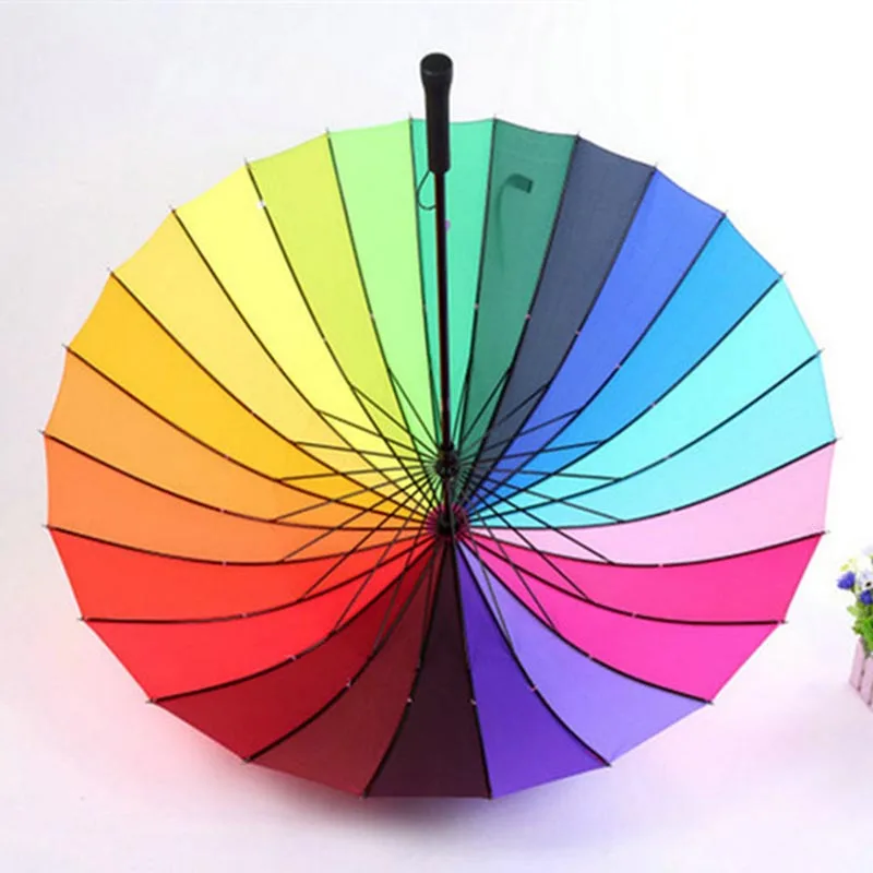 24K Long-handle Rainbow Umbrella 2-3 People Car Luxury Large Windproof Straight Umbrella Corporation wind resistant umbrella windproof umbrella