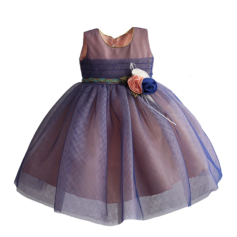 

Girls Party Dress 4 Cols Princess Wedding Flower Girl Dress Sleeveless Rope Sashes Fashion Bow Lace Tulle Kids Dresses 1-8Y