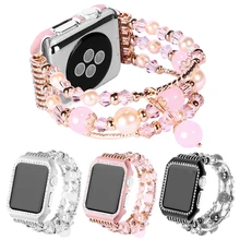 Сменный ремешок с рамкой для Apple Watch 1 2 3 металлический женский ювелирный браслет драгоценный камень агат запястье 38 мм 42 мм браслет леди подарок