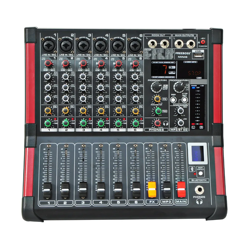 Freeboss MINI6 Bluetooth запись 6 каналов (моно) 99 DSP эффект USB функция профессиональный звуковой микшер|mixer mixer|mixer audio mixermixer professional | АлиЭкспресс