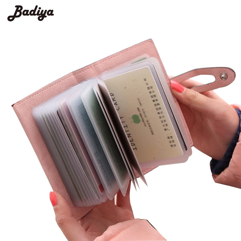 Solid Women's Credit Card Holder PU Leather 20 Bits Card Case Women