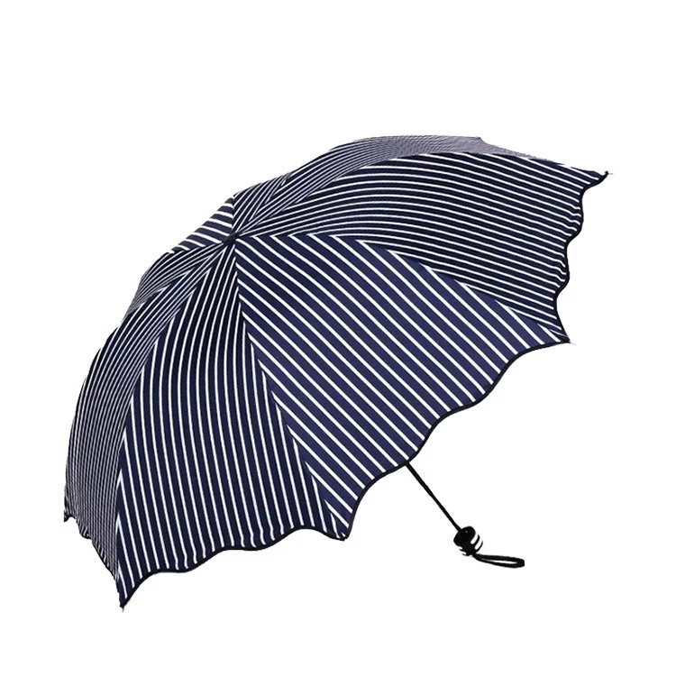 YADA Striped Lace Folding Umbrella Rain Women uv Black Coating Windproof Umbrella For Womens Friendship Designer Umbrellas YS635