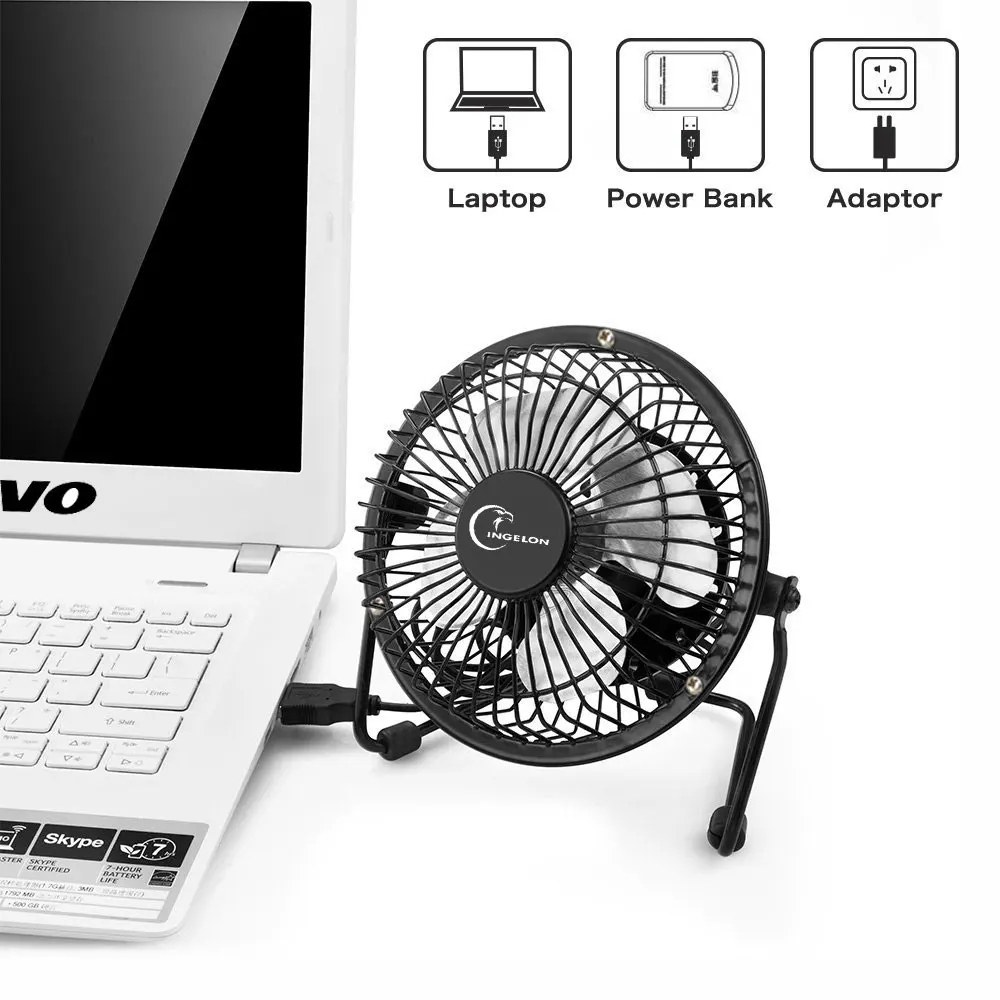 Ingelon USB Fan Mini portable Fans Table Desk Personal Black Blue Green gadgets Dropshipping for Notebook (2)