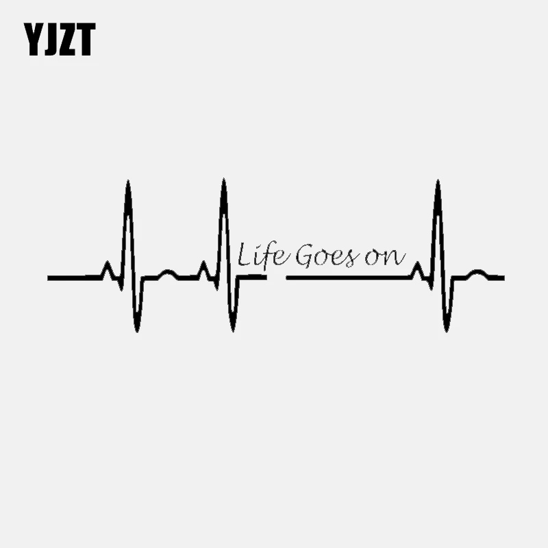 

YJZT 17.5CM*5.8CM Heart Beat Trackpad Life Goes On Nice Decal Black Silver Vinyl Car Sticker C11-1586