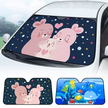 Складной солнцезащитный козырек с мультяшным рисунком на лобовое стекло, Солнцезащитный блок, солнцезащитный козырек, покрытие на переднее окно, фольга, солнечная УФ Защита для автомобиля, внедорожника 130*70140*75