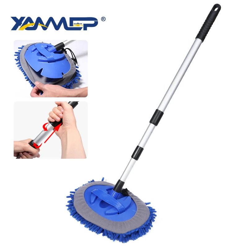 Car Wash Brush Cleaning Mop Chenille Broom Telescoping Long Handle Car
