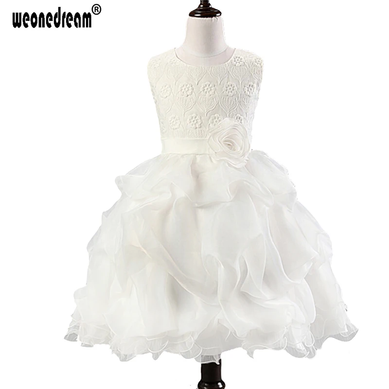 

WEONEDREAM New Hot 6 Colors Flower Girls Gowns for Party and Wedding Sleeveless First Communion Dresses for Girls Kids Ball Gown