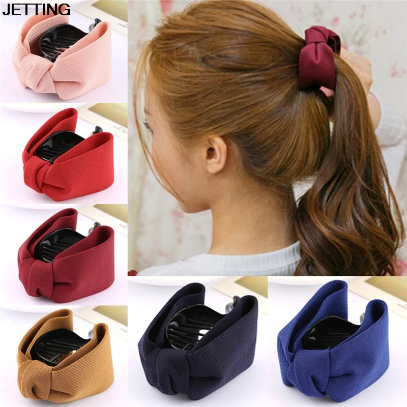 

hot Hair Claw Solid Big Bows Banana Hairpins Ties Headband Ponytail Hair Clips Hair Accessories For Women Girls 1Pc