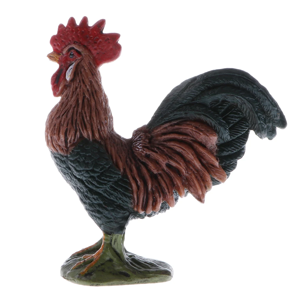 Plastic Realistic Wildlife Jungle Forest Farm Animals Cock Action Figure Toys Playset, Kids Nature Toys Home Decor Collectibles