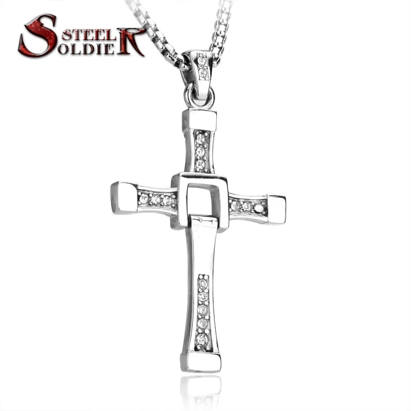 

Steel soldier 2015 new Cross pendants Stainless Steel Jewelry for Man and Boy movie the fast and furious pendant BP8-087