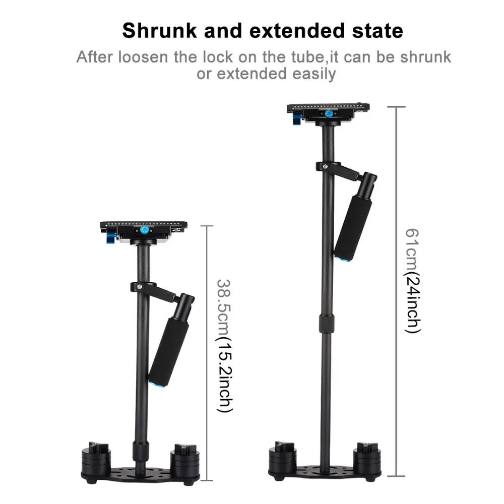  PULUZ Adjustable S60T for steadycam Scalable Carbon Fiber Handheld Camera Stabilizer for Steadicam 