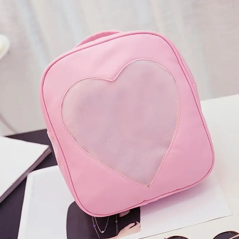 Женские полиуретановые прозрачные рюкзаки в форме сердца для девочек, школьная сумка ярких цветов, модные школьные сумки для девочек-подростков