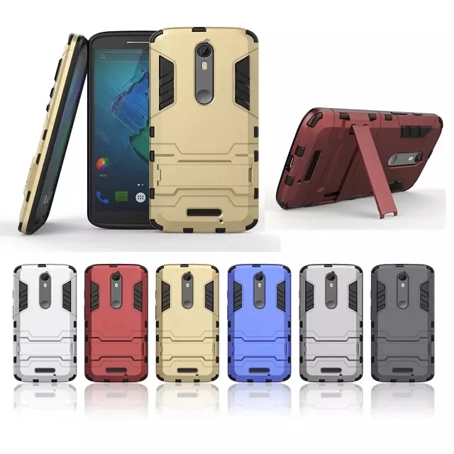 2 in 1 Combo Shockproof Cover For Motorola Moto X Force /Driod Turbo Heavy Duty Kickstand Case Tough Armor Shield Hard |