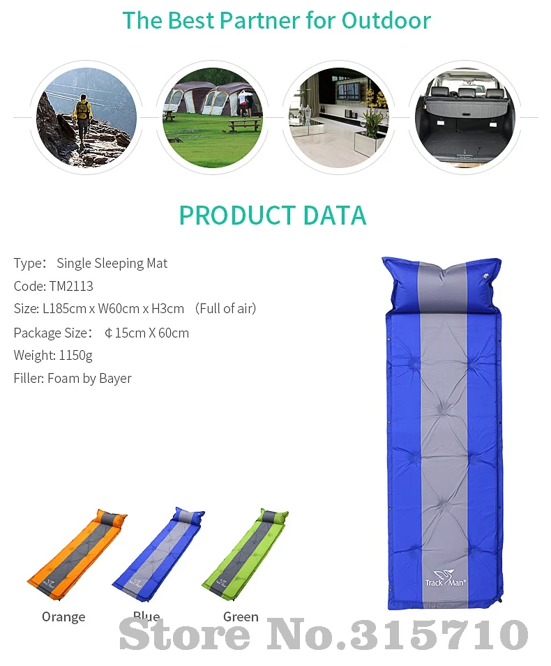 Livre de Auto inflável Almofada de Dormir com Travesseiro Barraca de Camping Pessoa ao ar Trackman Única Viagem Mat Mat Moisture proof 3 Cores 8 Cheap Esteira de acampamento