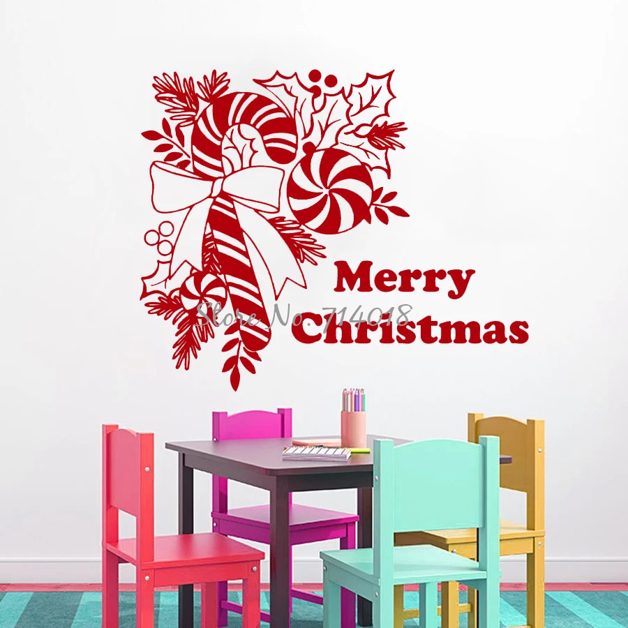 Merry Christmas Wall Decals Sweets Christmas Decoration Decor Vinyl